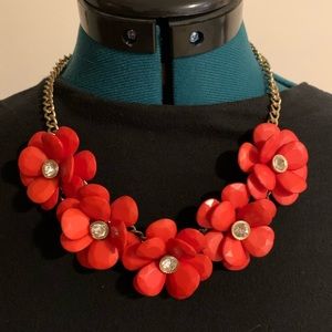Red Flower Chunky Statement Necklace {2 for $10}